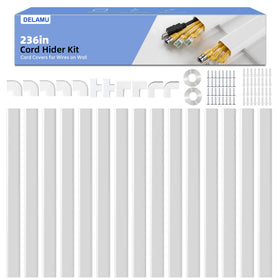 Delamu cord hider 236in for 3–4 wires on wall conceals cluttered cables.