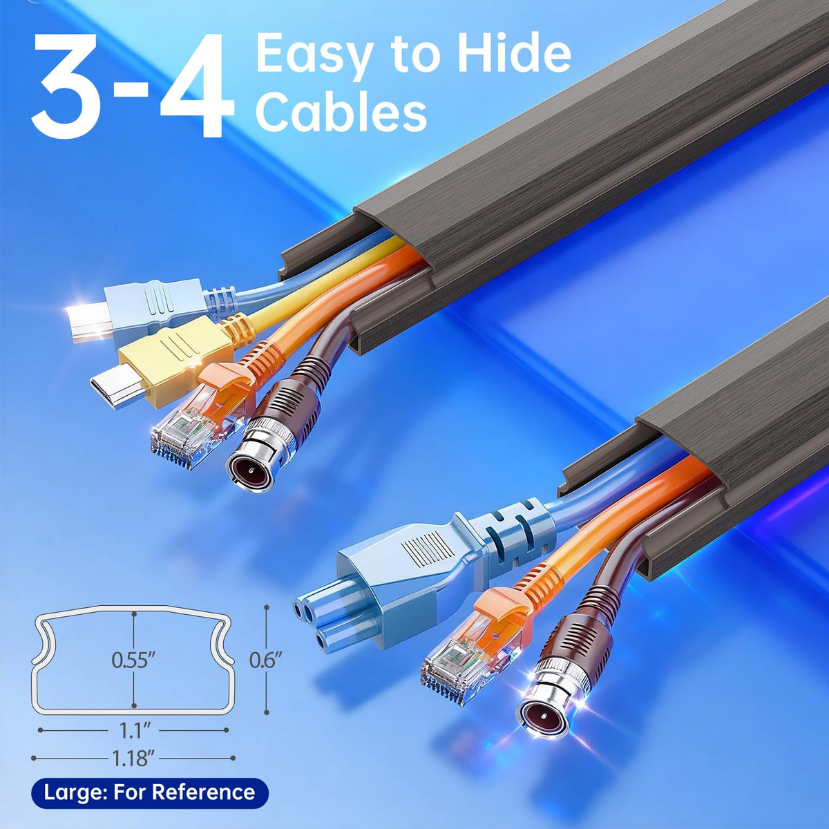 Delamu cord hider for 3-4 wires on wall blends with decor and reduces clutter.
