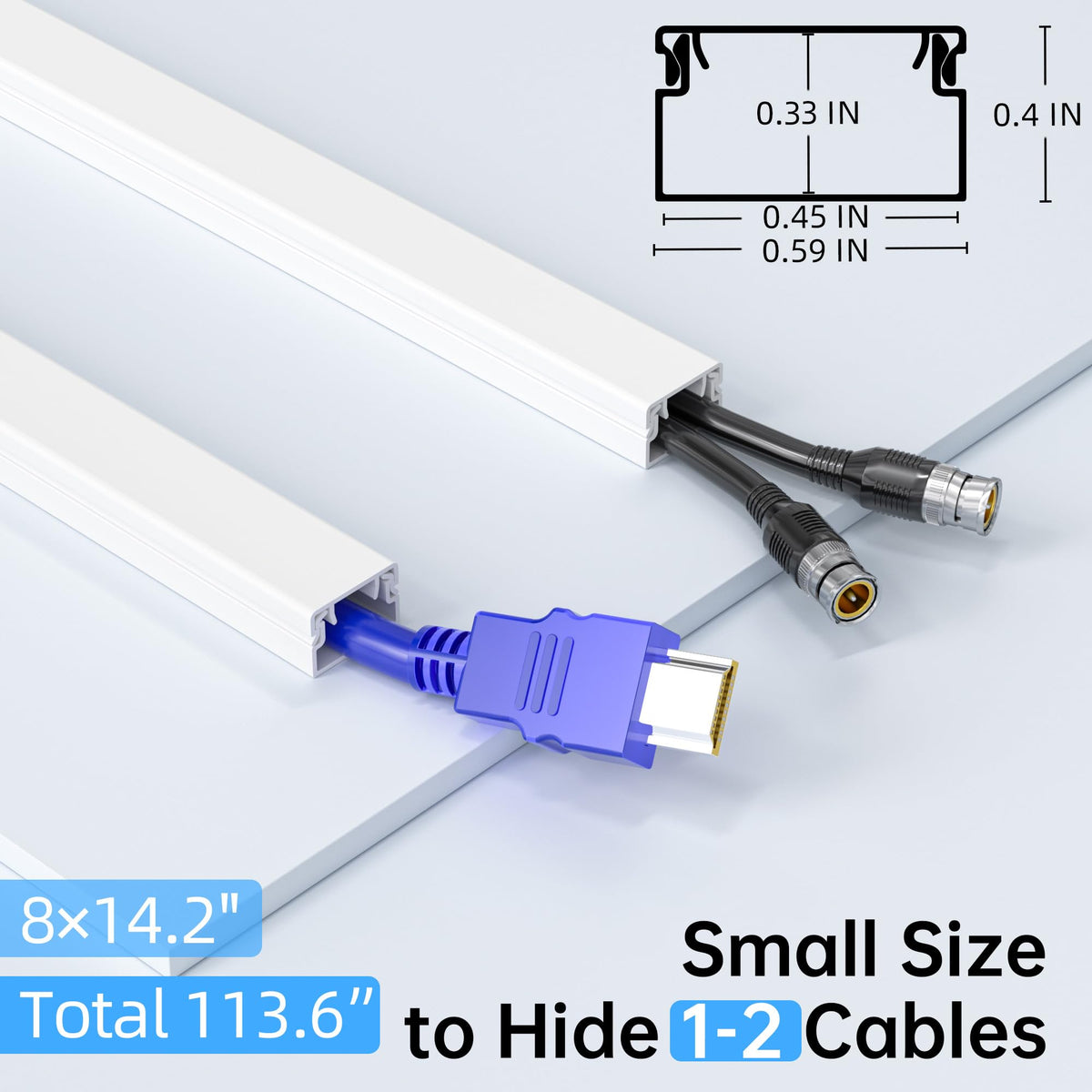 Delamu cord hider with adhesive base enables quick, drill-free installation on smooth walls.