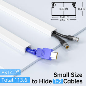 Delamu cord hider with adhesive base enables quick, drill-free installation on smooth walls.