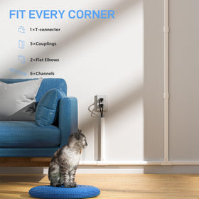 Delamu cord hider attaches and snaps for quick, tool-free installation.