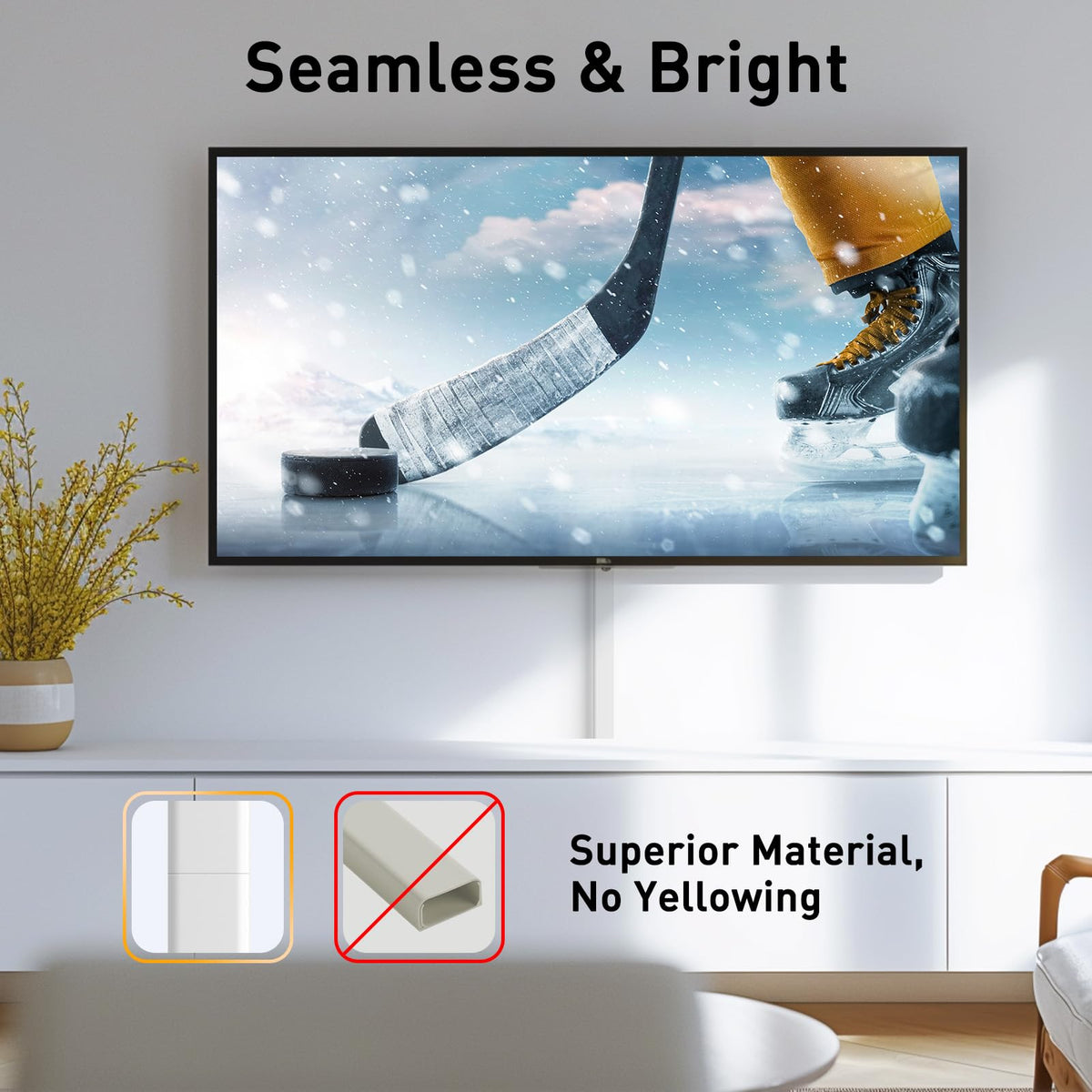 Delamu cord hider close-up edge highlights clean, secure attachment.