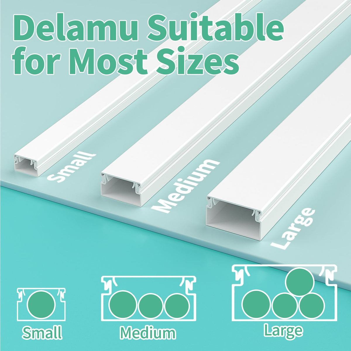 Flexible, cut-to-fit Delamu system along the wall.
