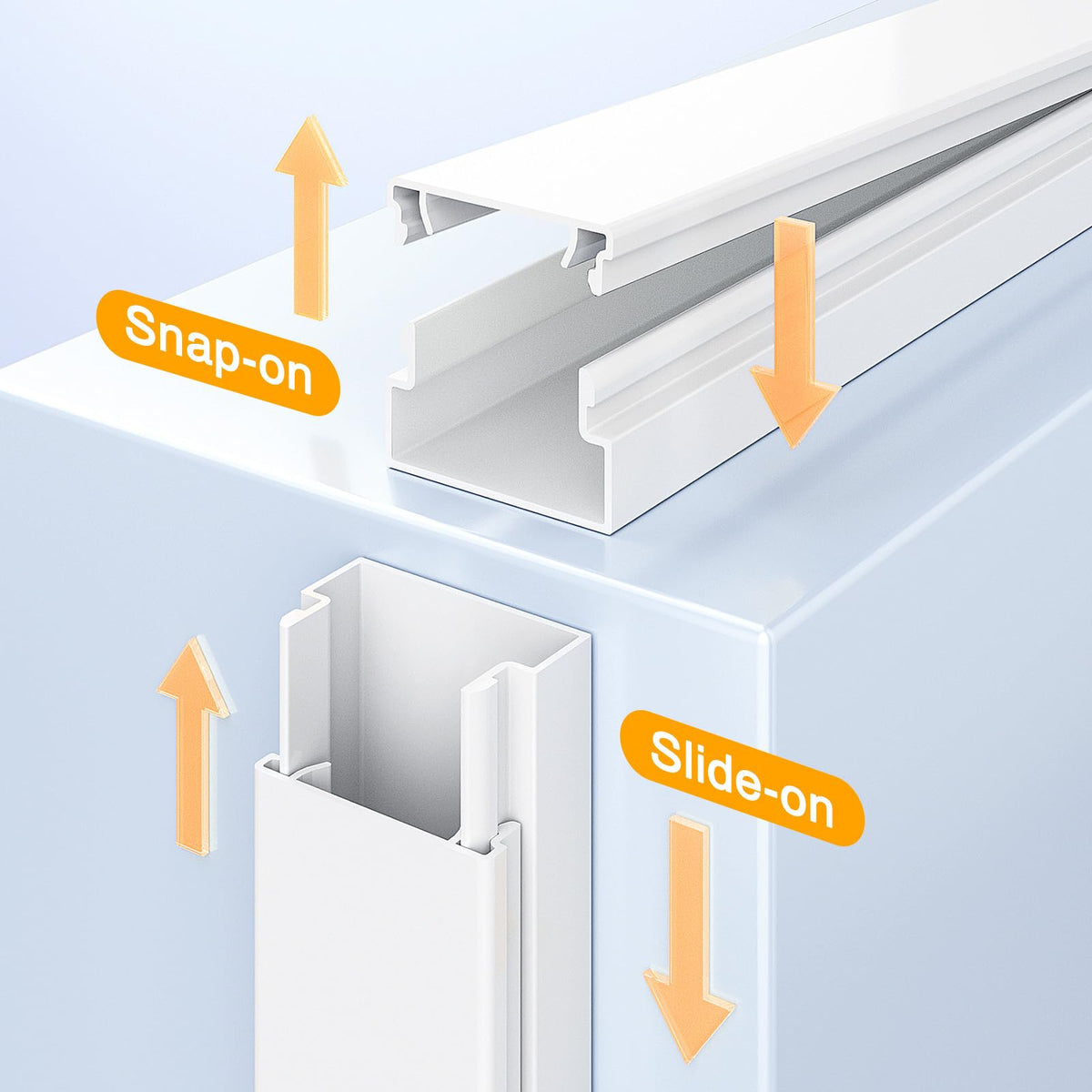 Delamu cord hider snap-on design enables quick, tool-free setup.