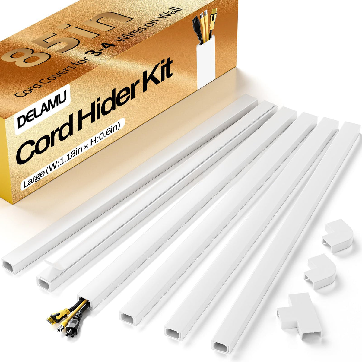 Delamu cord hider wall 85in conceals TV wires for a tidy living room