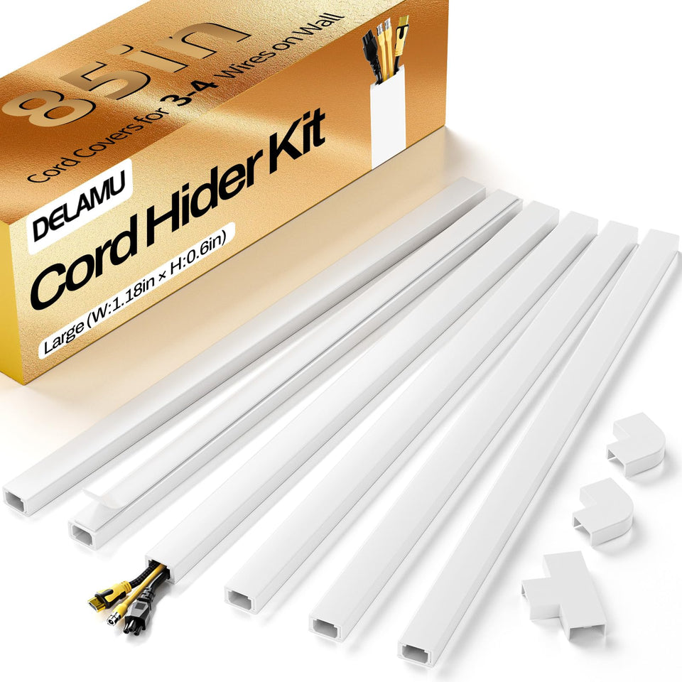 Delamu cord hider wall 85in conceals TV wires for a tidy living room