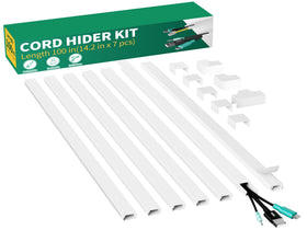 Delamu Cord Hider on a wall-mounted TV conceals 2-3 cords neatly.