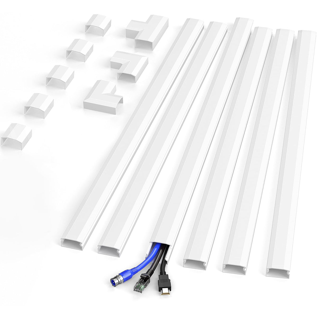Delamu cord hider wall-setup demonstrates clean cable routing for a tidy living space.