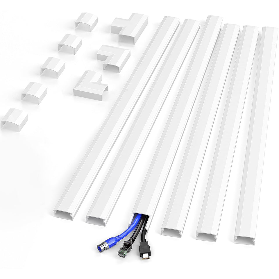 Delamu cord hider wall-setup demonstrates clean cable routing for a tidy living space.