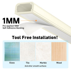 Delamu cuttable and paintable cord hider blends with wall color.