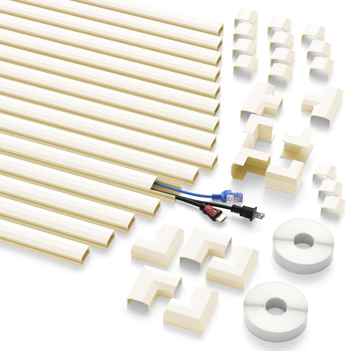 Double-sided tape for quick beige cord hider installation