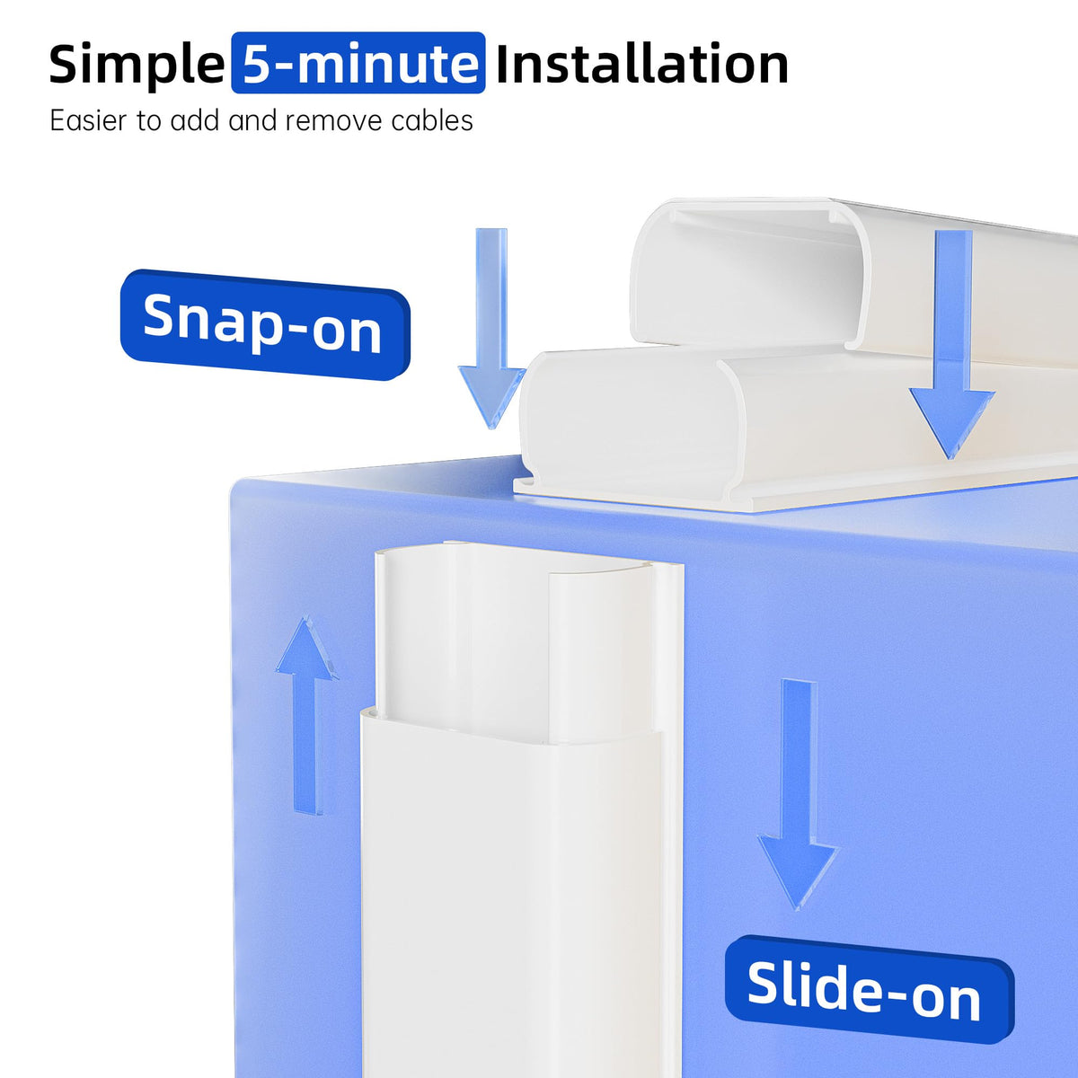 Delamu easy-stick installation kit supports fast cable management.