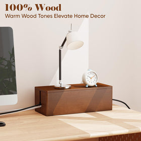 Delamu brown cable box enhances gaming desks and media setups while reducing clutter