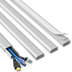 Delamu grey cord hider on wall conceals 2-3 cables for a tidier living room