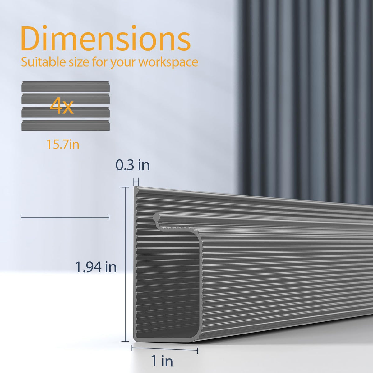 Delamu grey finish blends with decor while keeping desks tidy and pet-safe.