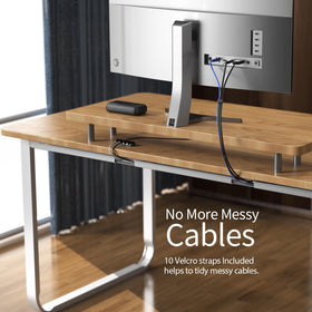 Delamu installed under a desk demonstrating tidy wire routing and safety