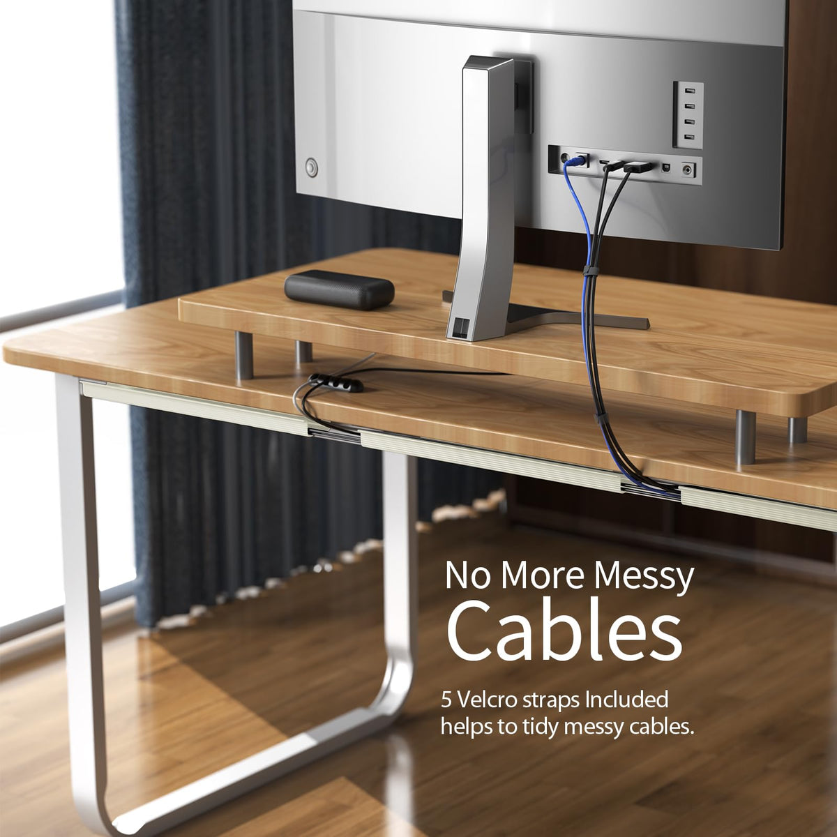 Delamu j-channel cord organizer with quick access for clean desk wiring.