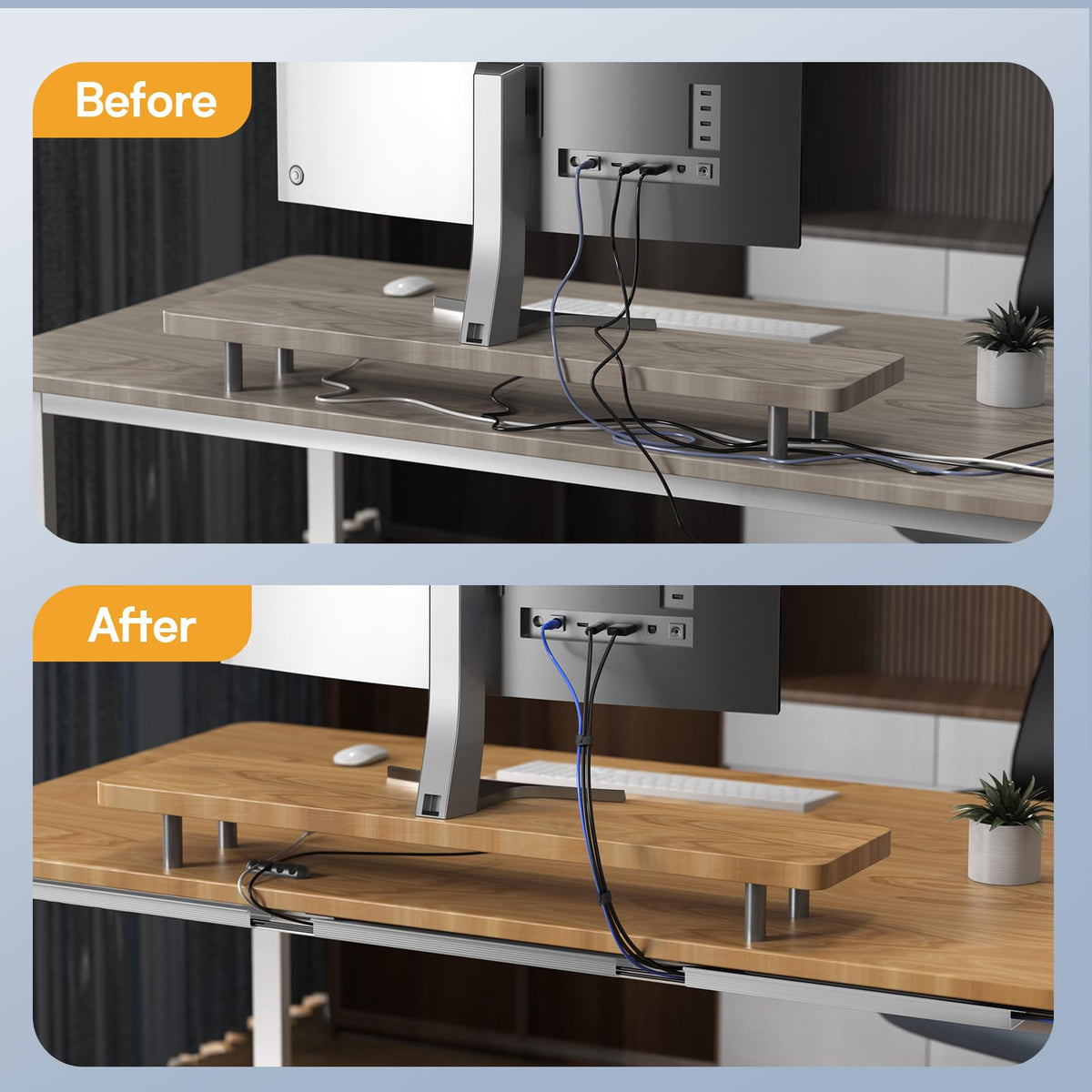 Delamu large-capacity channels hold 10+ cables for busy setups.