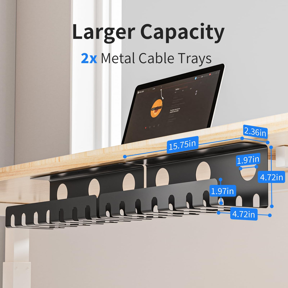 Delamu metal cable tray side angle shows sturdy dual U-channel construction