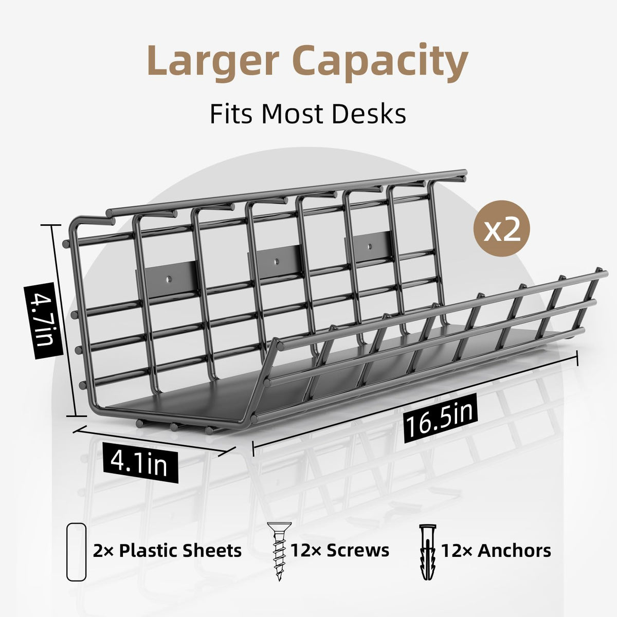 Sturdy Delamu cable management tray demonstrates durable metal construction for long-lasting use