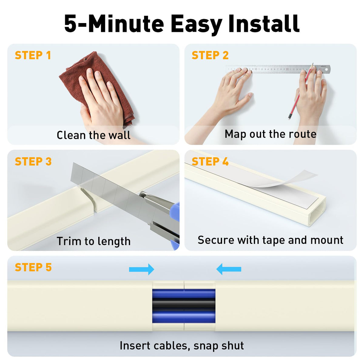 Delamu modern beige cord hider matches decor and hides cables.