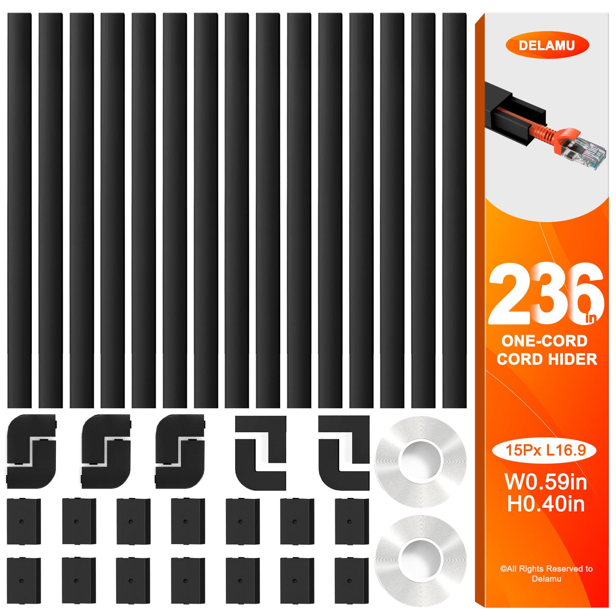 Delamu One-Cord Channel hides a single cable neatly along walls.