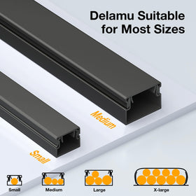 Delamu opened cover revealing single cord management advantage