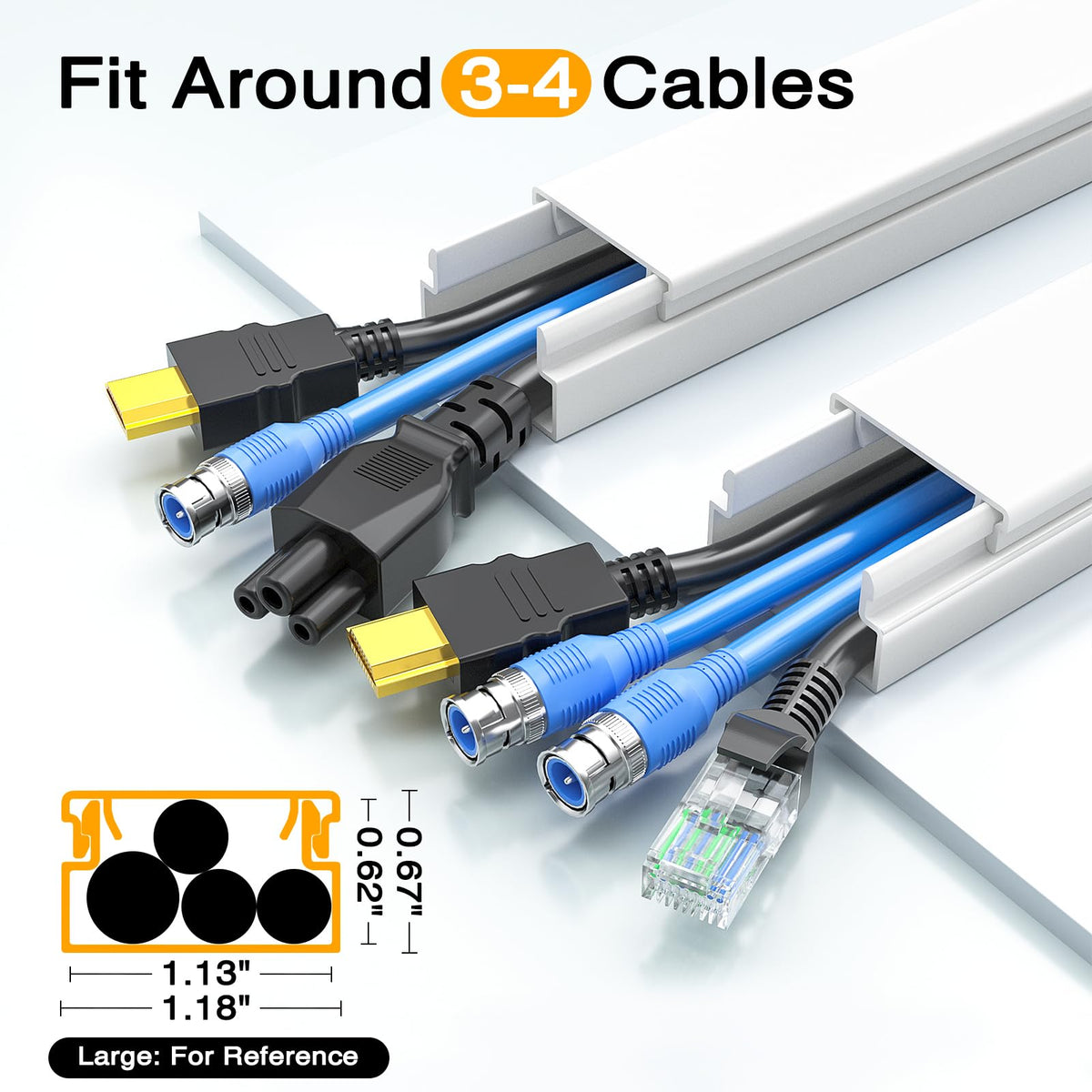 Delamu profile side view showing interior channel dimensions for correct cable fit benefit