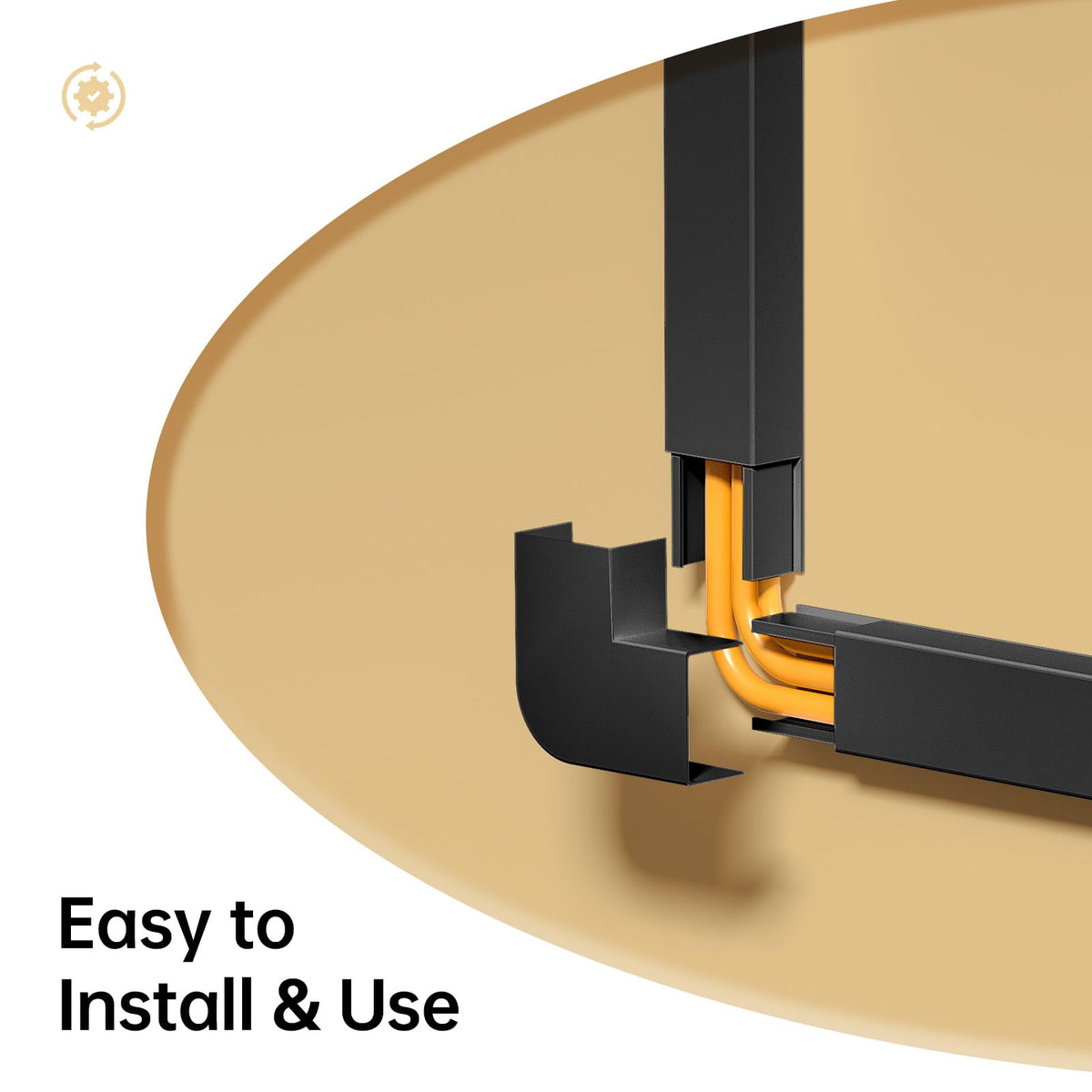 Delamu sliding cord cover simplifies assembly for a sleek, cable-free look.