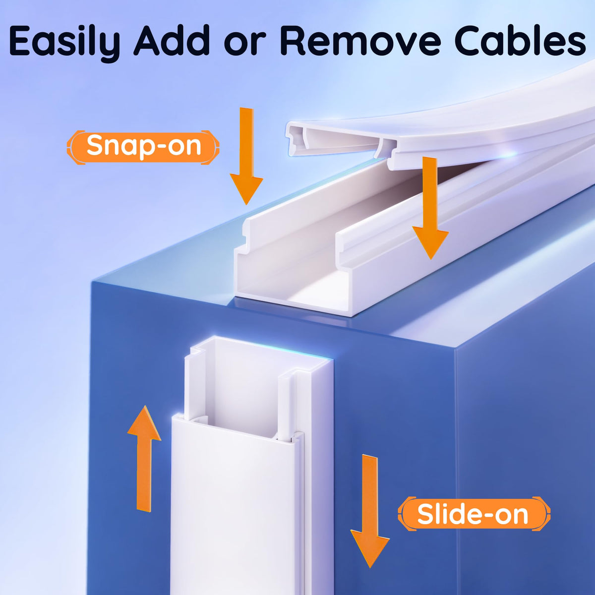Delamu wall mounted TV cable cover hides messy wires for a cleaner living room.