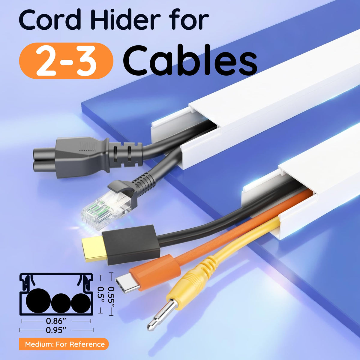 Delamu tv cord cover on wall hides wires behind a mounted TV