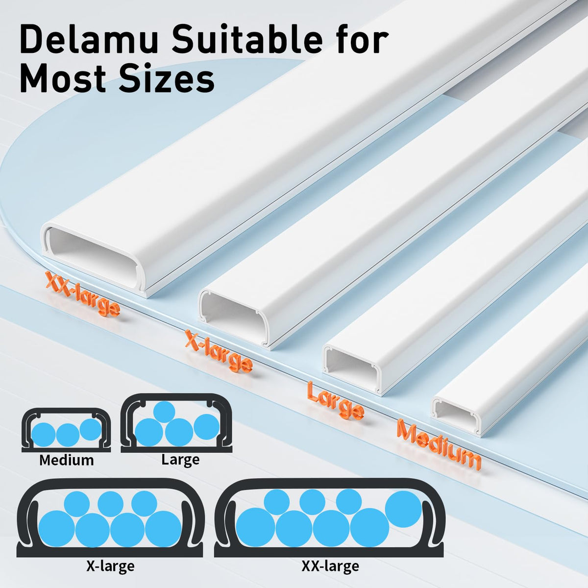 Delamu 2-3 wires capacity helps organize essential cables behind furniture.