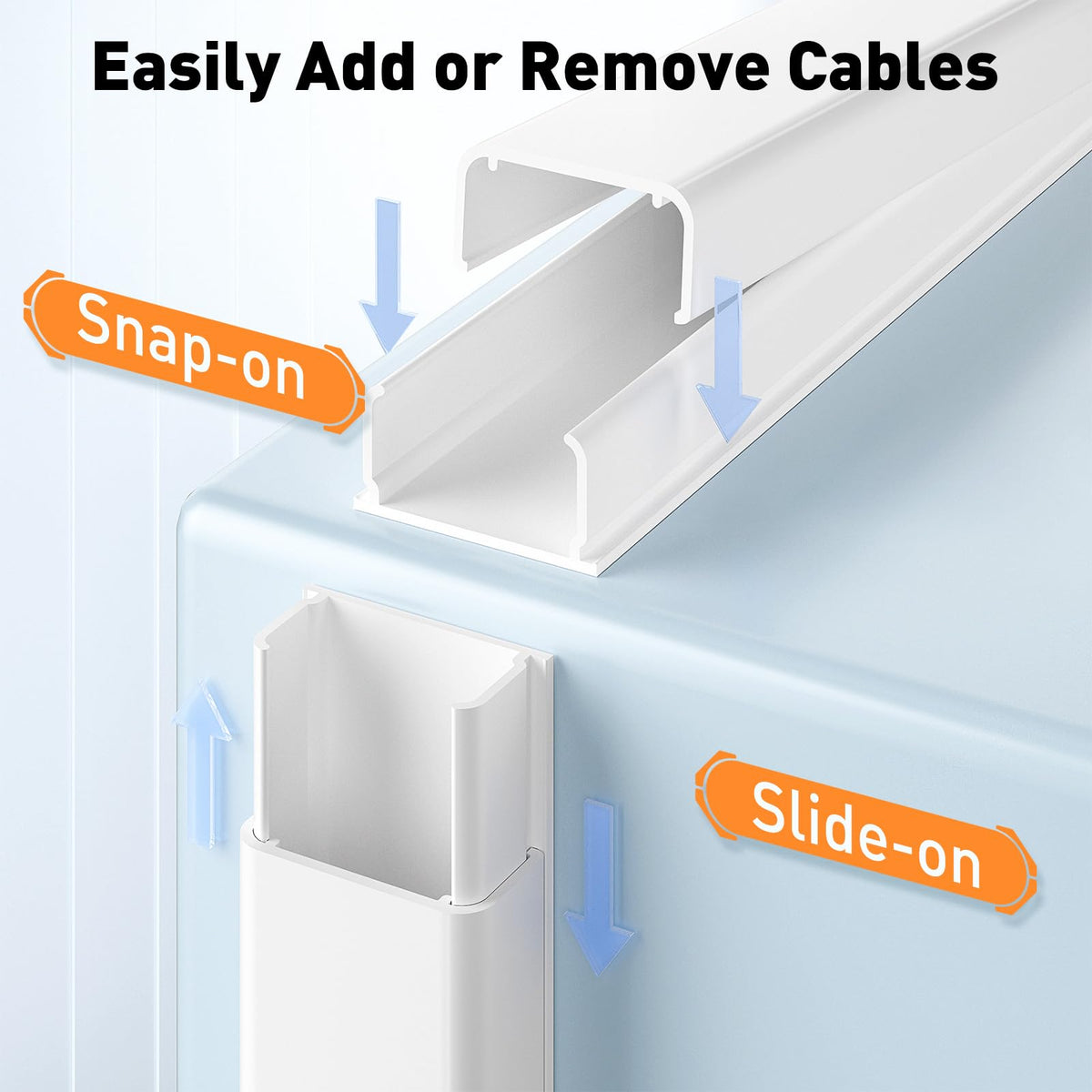 Delamu TV cord hider on wall conceals television cables neatly.