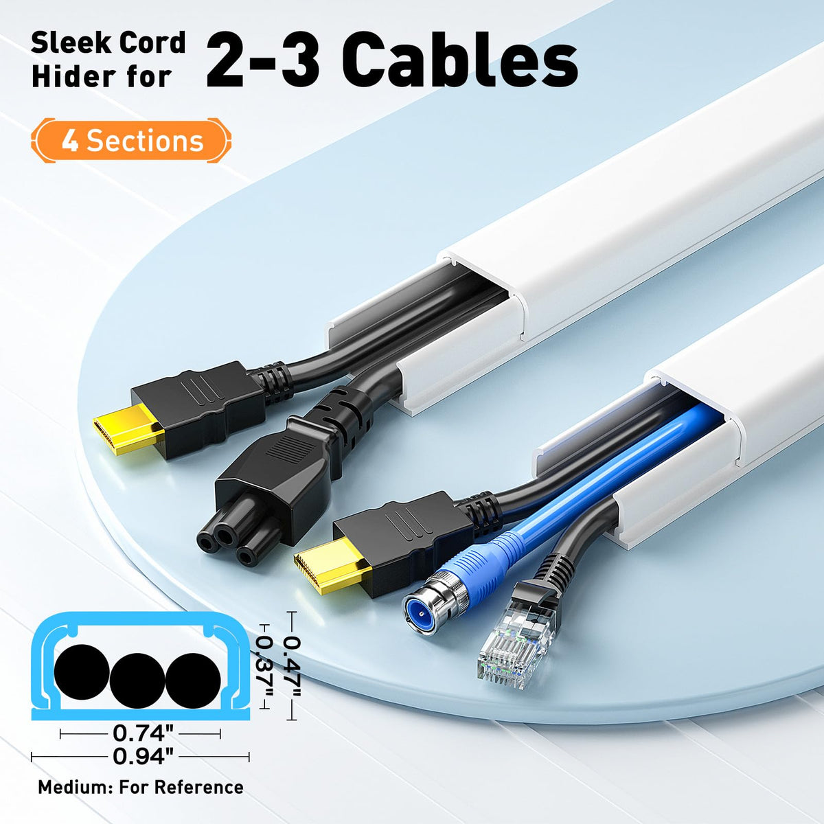 Delamu TV Cord Hider snap structure enables quick, tool-free installation.