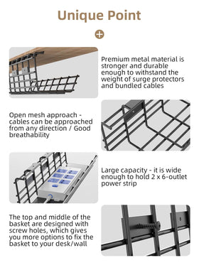 Delamu two-pack under-desk tray keeps clutter out of sight and organized