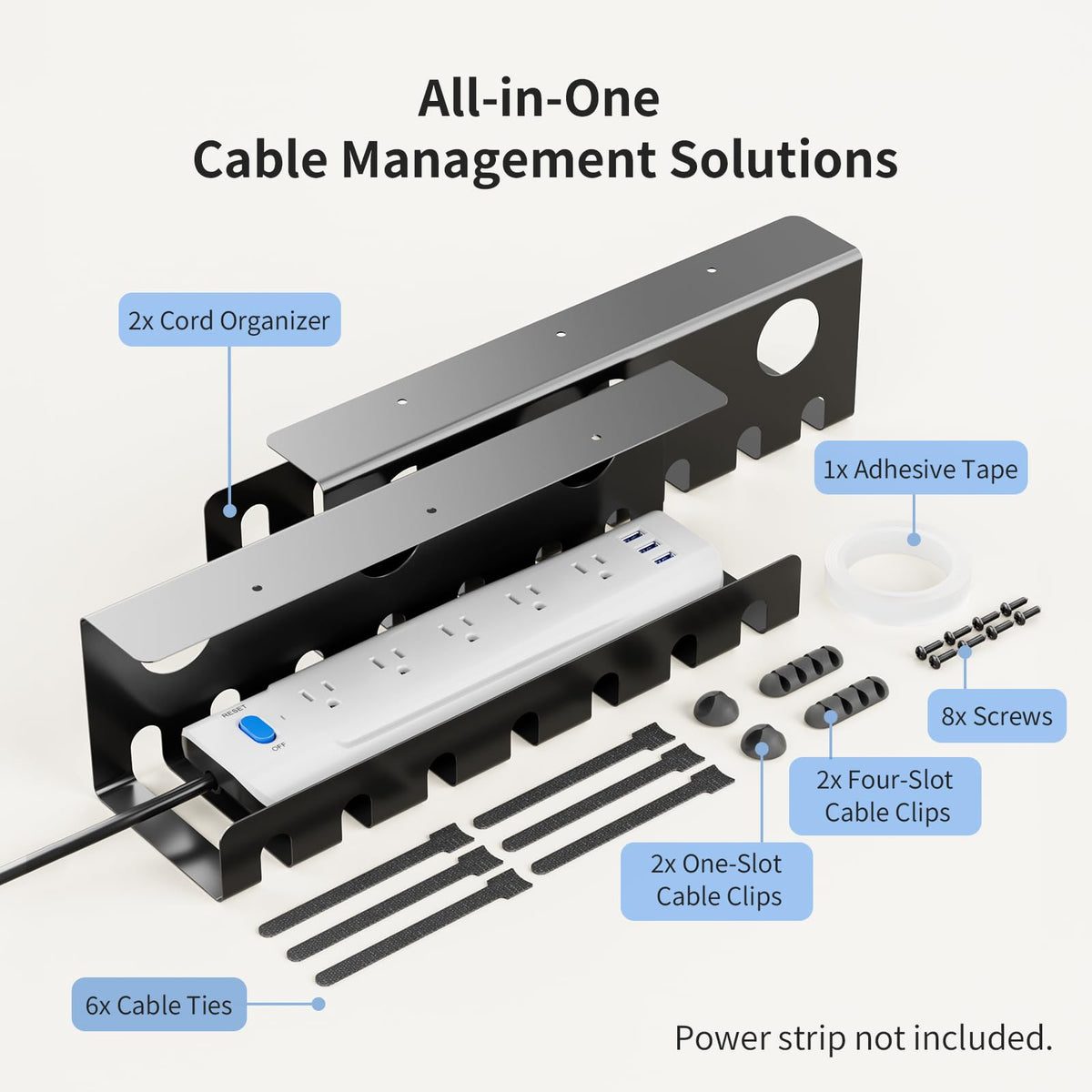 Delamu two U-shaped channels included for comprehensive cable routing