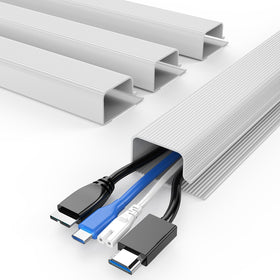 Delamu under-desk cable management 4-pack neatly hides cords for a tidy workspace.