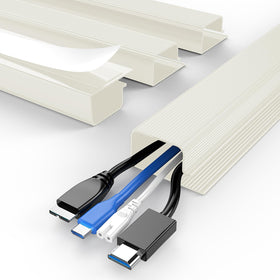 Delamu under-desk cable-management quad-pack keeps cords organized for a neat workspace.