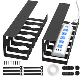 Delamu under-desk cable management tray front view enhances organization