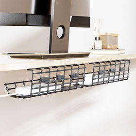 Delamu under-desk cable tray with large capacity for cords and power strips
