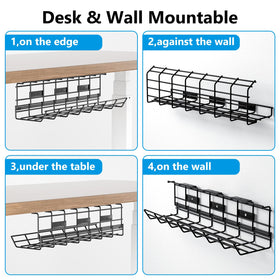 Delamu under-desk tray open-bottom design promotes airflow around cables