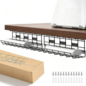 Delamu under-desk cable management tray two-pack keeps cords organized and off the floor