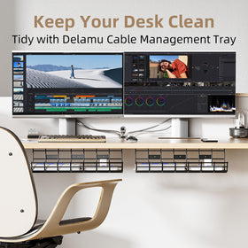 Delamu metal cord organizer showing back and top mounting holes for secure installation