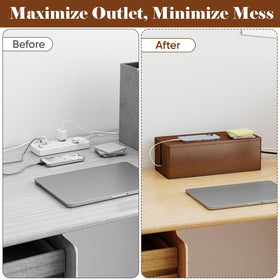 Delamu under desk cord box helps organize cables along baseboards