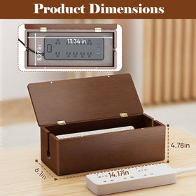 Delamu ventilated cord box shows cooling holes for safe charging on a desk
