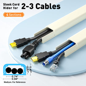 Delamu wall cable cover for 2-3 cords organizes TV cables behind the wall mount.