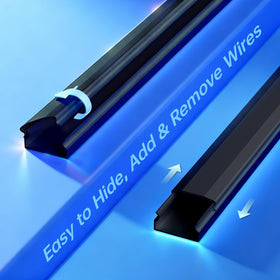 Delamu wall cable hider closeup shows secure snap attachment