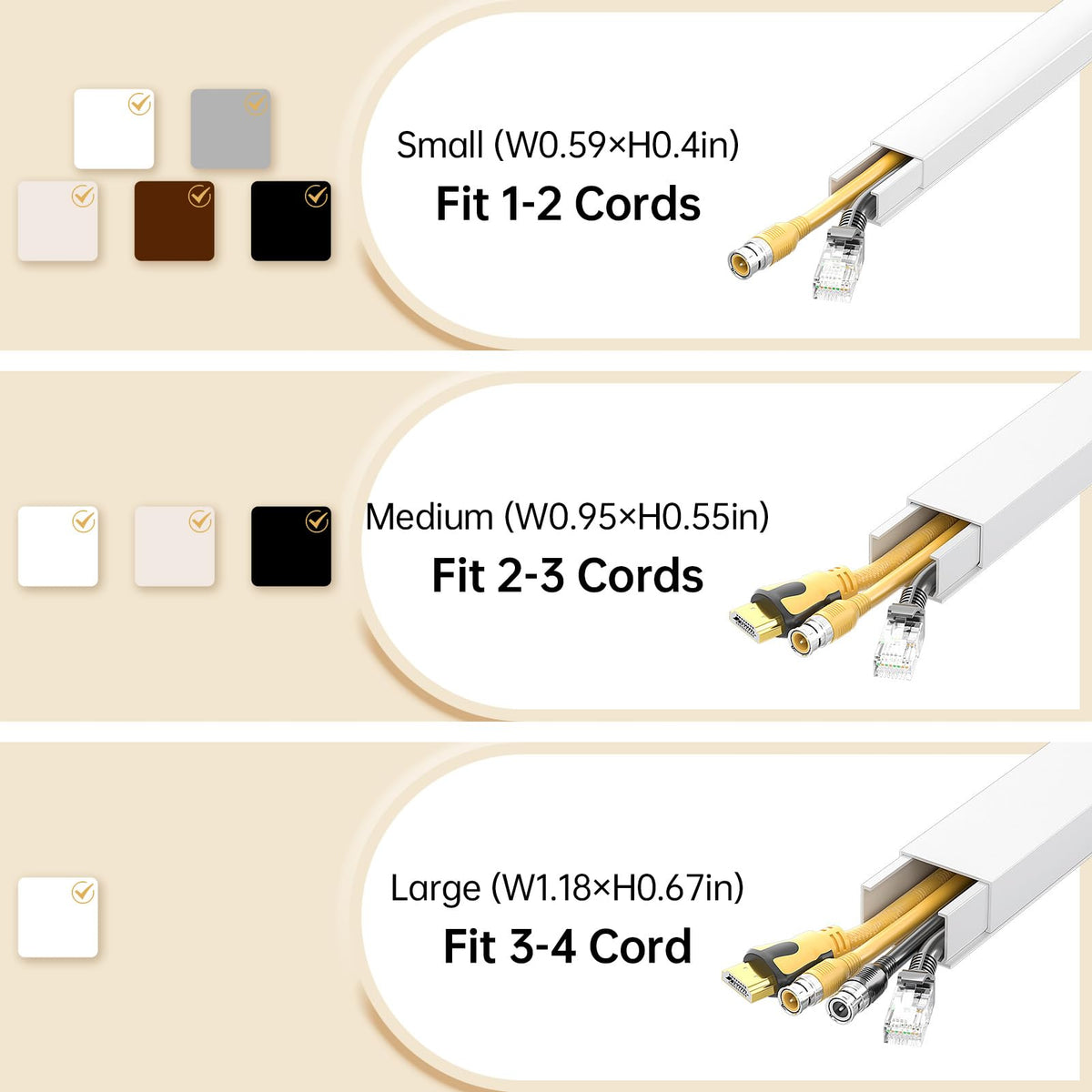 Delamu white cable organizer for TV wires keeps space neat