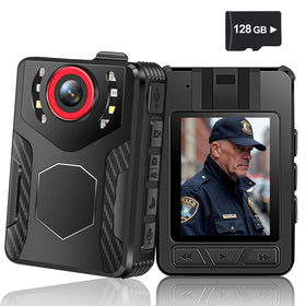 Delarbeaden front view showing compact body camera and clear branding, highlighting portability