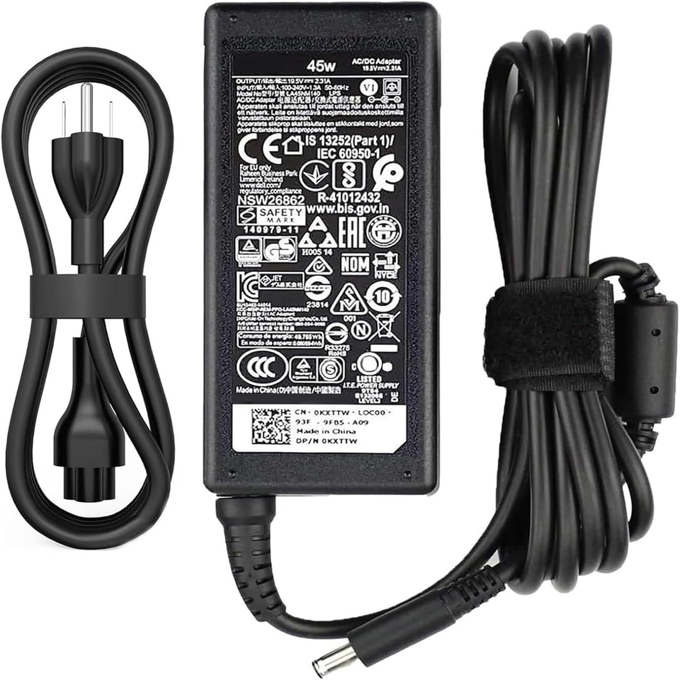 Delight Tordor 45W AC charger front view, reliable power for Dell laptops on the go.